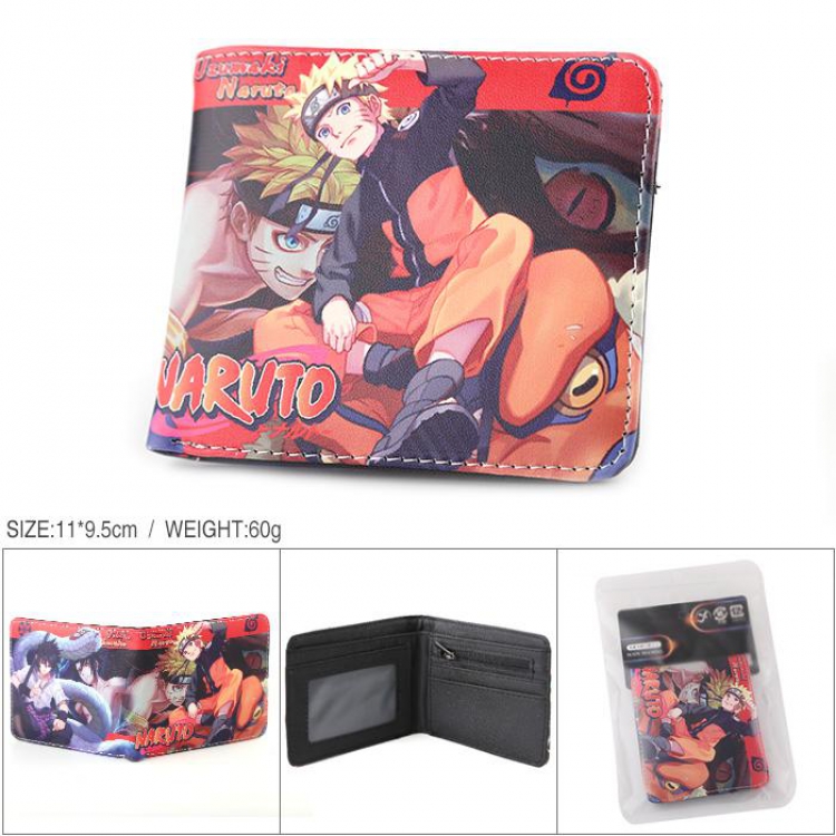 Naruto Uzumaki Naruto Full color PU silk screen two fold short card holder wallet