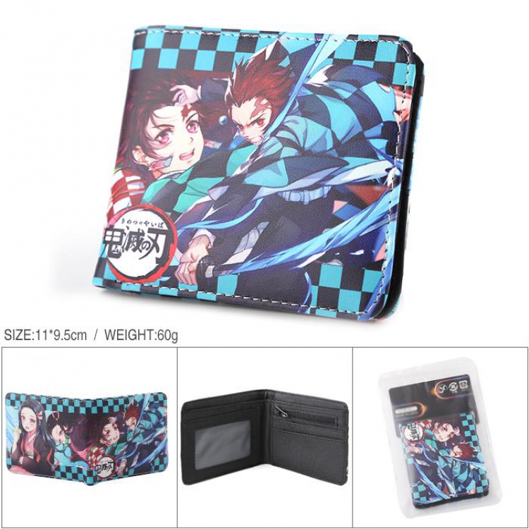 Demon Slayer Kimets Kamado Tanjirou Kamado Nezuko Full color PU silk screen two fold short card holder wallet