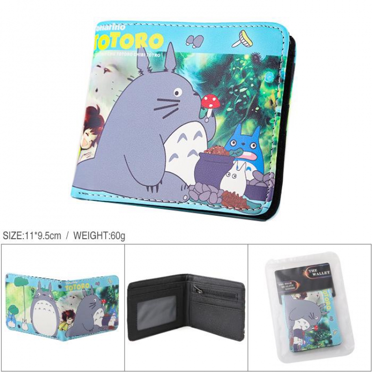 Totoro Full color PU silk screen two fold short card holder wallet
