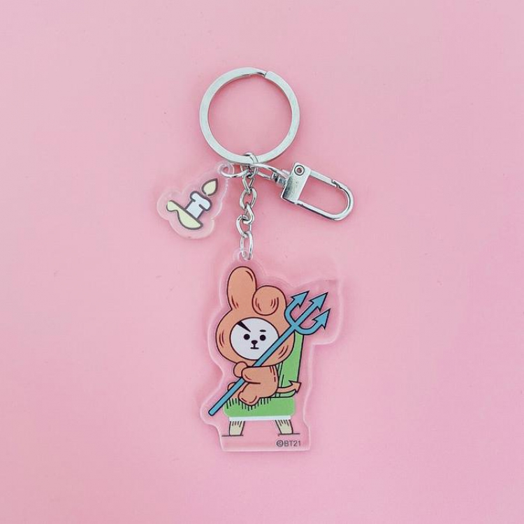 BTS Rabbit Cartoon transparent acrylic keychain pendant price for 5 pcs