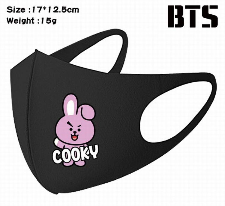 BTS-12A Black Anime color printing windproof dustproof breathable mask price for 5 pcs