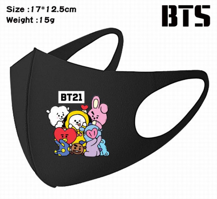 BTS-1A Black Anime color printing windproof dustproof breathable mask price for 5 pcs A Black Anime color printing windp