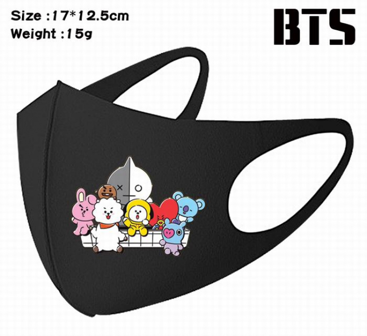BTS-3A Black Anime color printing windproof dustproof breathable mask price for 5 pcs