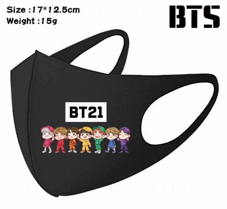BTS-5A Black Anime color printing windproof dustproof breathable mask price for 5 pcs