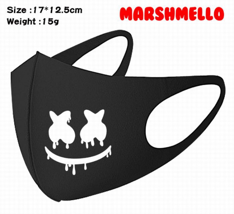 Marshmello-2A Black Anime color printing windproof dustproof breathable mask price for 5 pcs