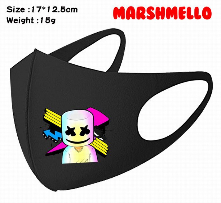 Marshmello-3A Black Anime color printing windproof dustproof breathable mask price for 5 pcs