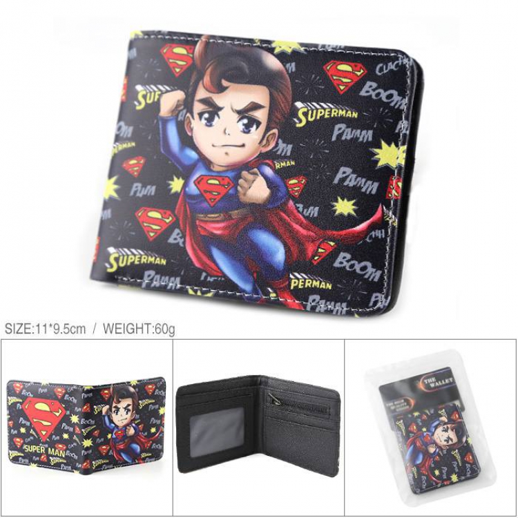 Superman Full color PU silk screen two fold short card holder wallet