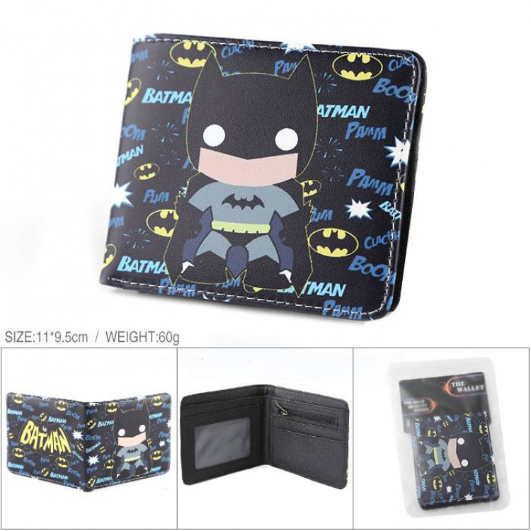Batman Full color PU silk screen two fold short card holder wallet