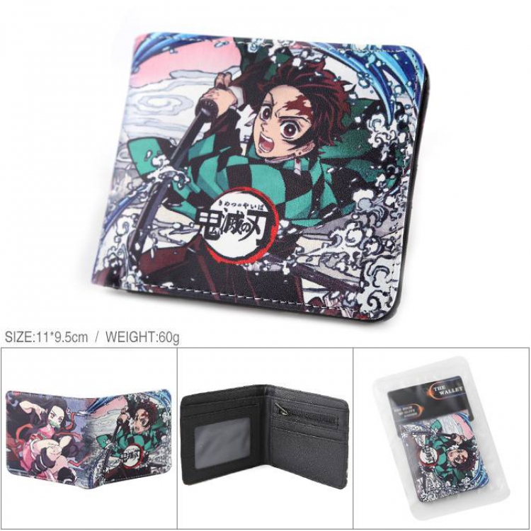 Demon Slayer Kimets Kamado Tanjirou and Kamado Nezuko Full color PU silk screen two fold short card holder wallet