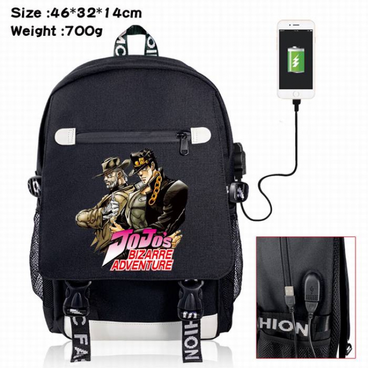 JoJos Bizarre Adventure-8A Black Color data cable Backpack