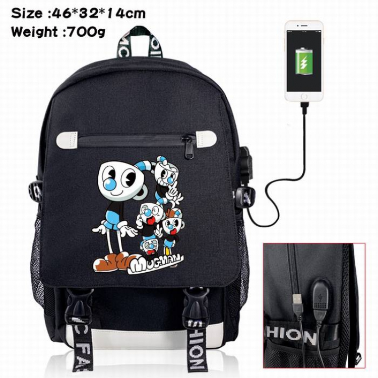 Cuphead-8A Black Color data cable Backpack