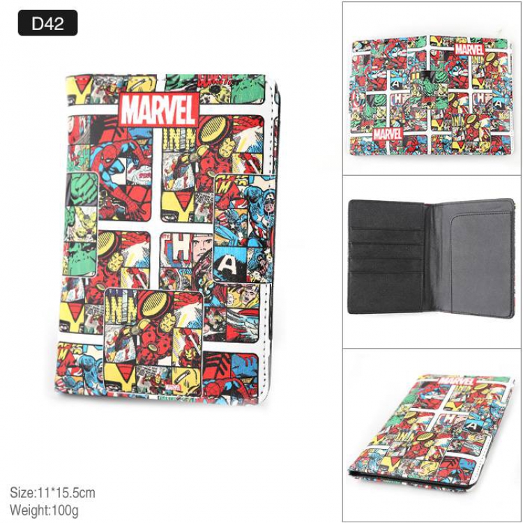 Marvel The Avengers Full Color PU leather multi-function travel ticket holder passport protector D42