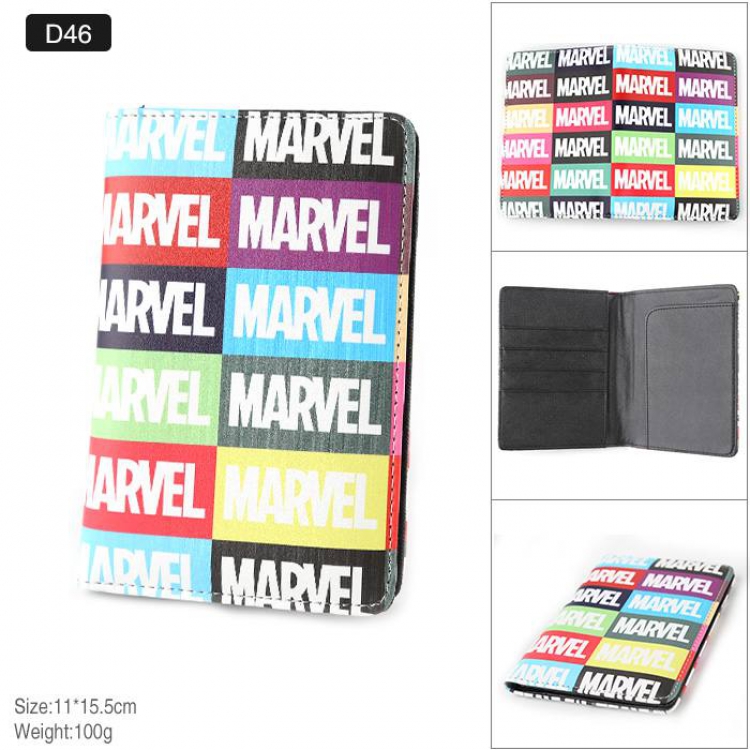 Marvel  Full Color PU leather multi-function travel ticket holder passport protector D46