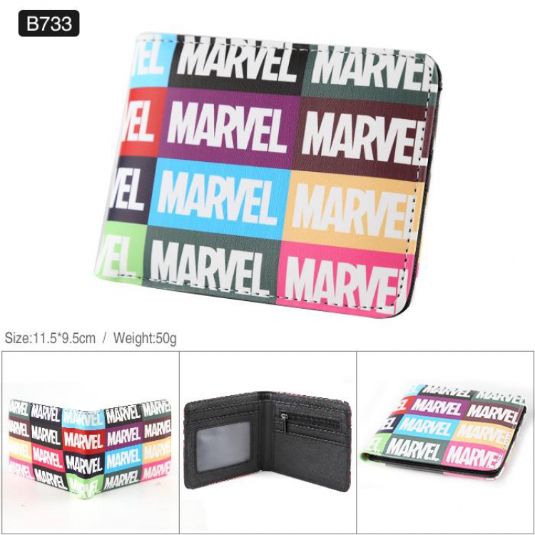 Marvel  Full color PU twill two fold short wallet B733