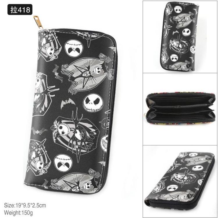 The Nightmare Before Christmas Full Color PU twill two-fold zipper long wallet-Pull 418