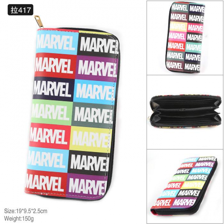 Marvel Full Color PU twill two-fold zipper long wallet-Pull 417