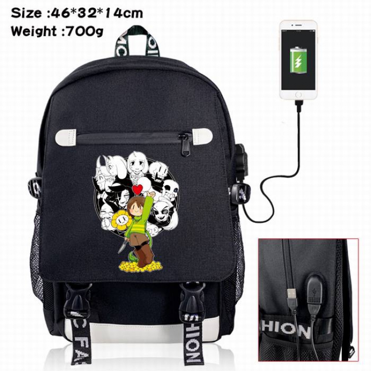 Undertale-2A Black Color data cable Backpack