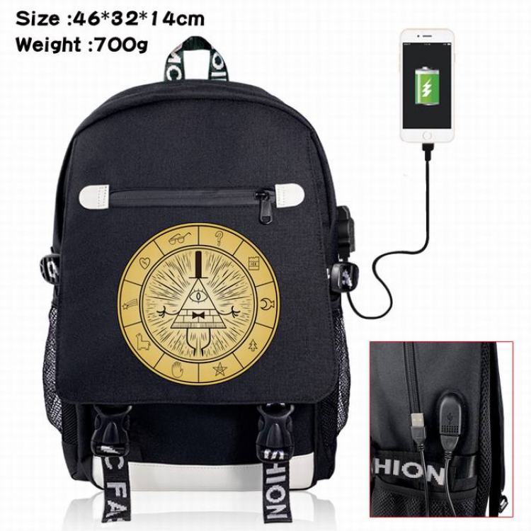 Gravity Falls-1A Black Color data cable Backpack