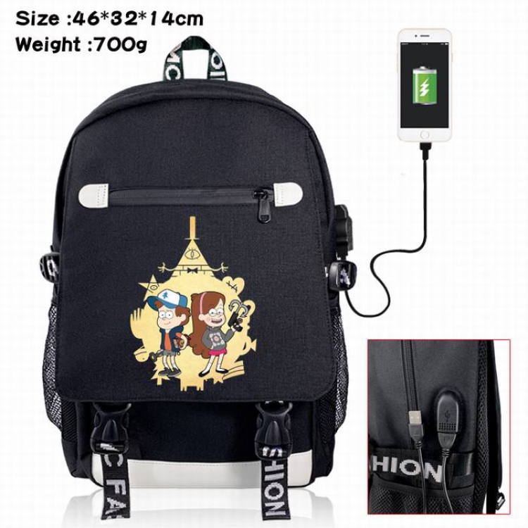 Gravity Falls-7A Black Color data cable Backpack