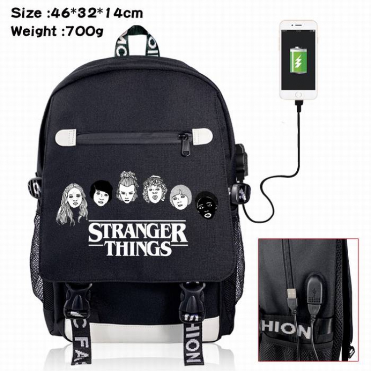Stranger Things-10A Black Color data cable Backpack