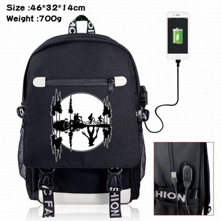 Stranger Things-18A Black Color data cable Backpack