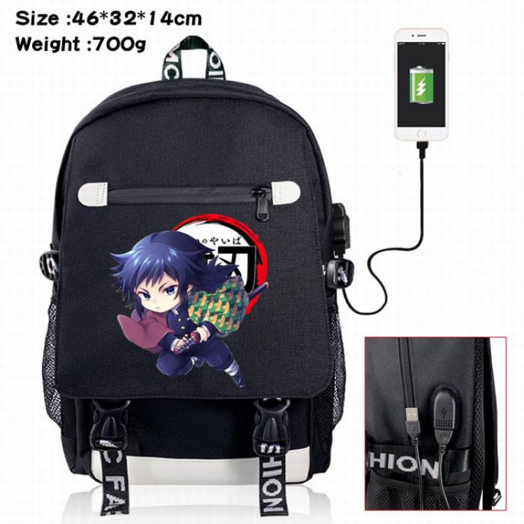 Demon Slayer Kimets-10A Black Color data cable Backpack