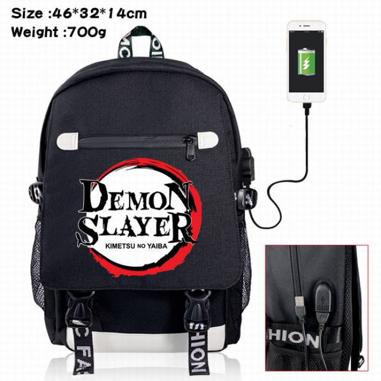 Demon Slayer Kimets-14A Black Color data cable Backpack