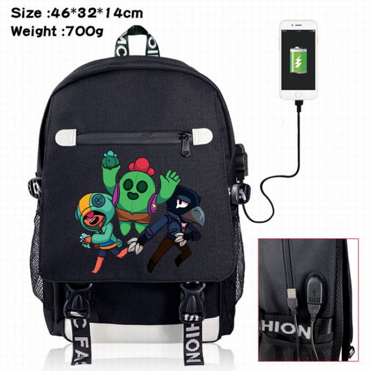 Brawl Stars-13A Black Color data cable Backpack
