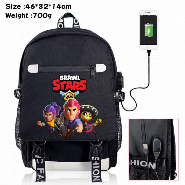 Brawl Stars-15A Black Color data cable Backpack