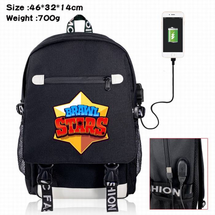 Brawl Stars-16A Black Color data cable Backpack