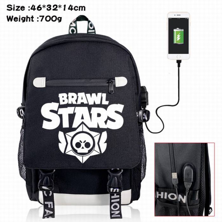 Brawl Stars-18A Black Color data cable Backpack