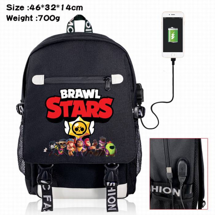 Brawl Stars-2A Black Color data cable Backpack