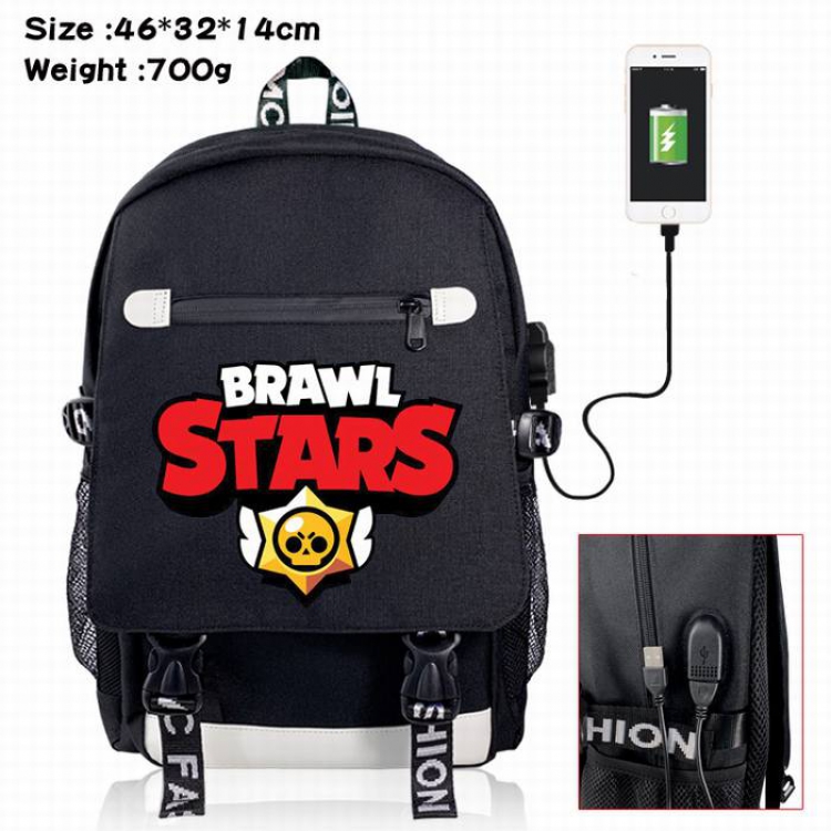Brawl Stars-1A Black Color data cable Backpack