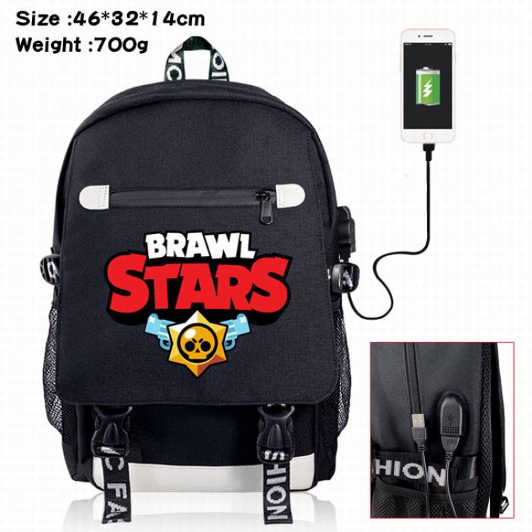 Brawl Stars-3A Black Color data cable Backpack
