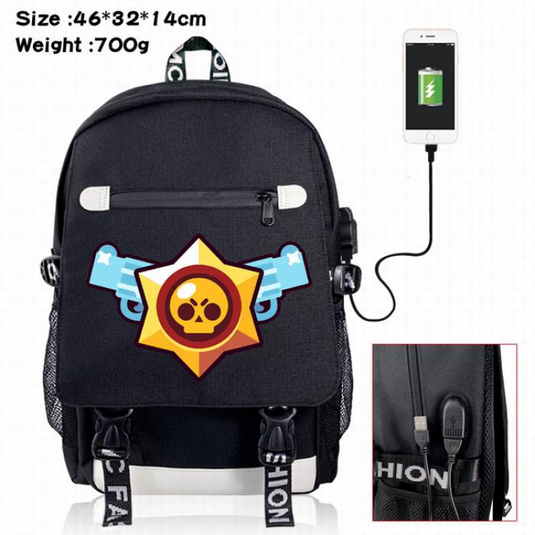 Brawl Stars-4A Black Color data cable Backpack