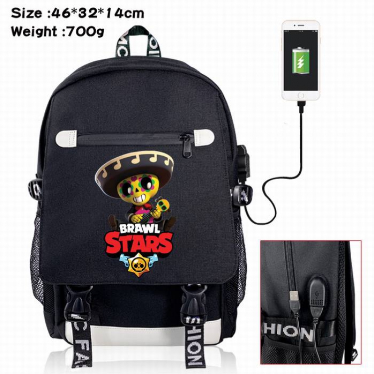 Brawl Stars-6A Black Color data cable Backpack