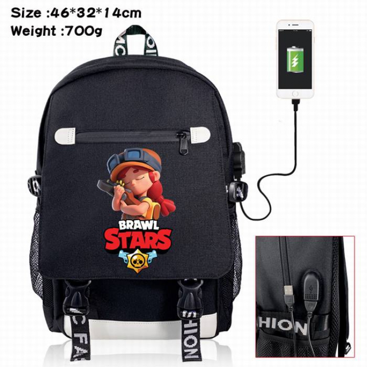 Brawl Stars-7A Black Color data cable Backpack