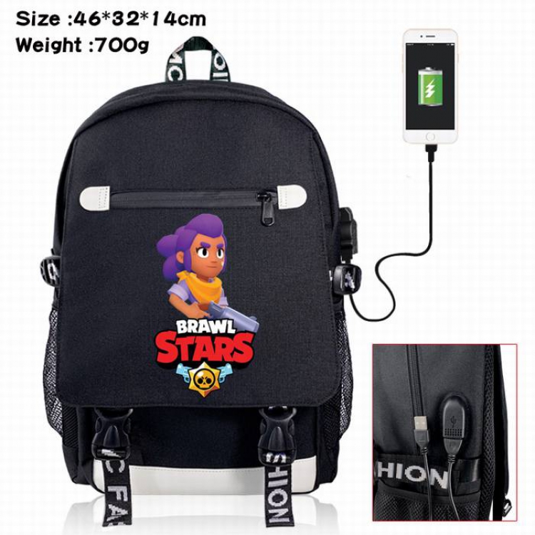 Brawl Stars-8A Black Color data cable Backpack