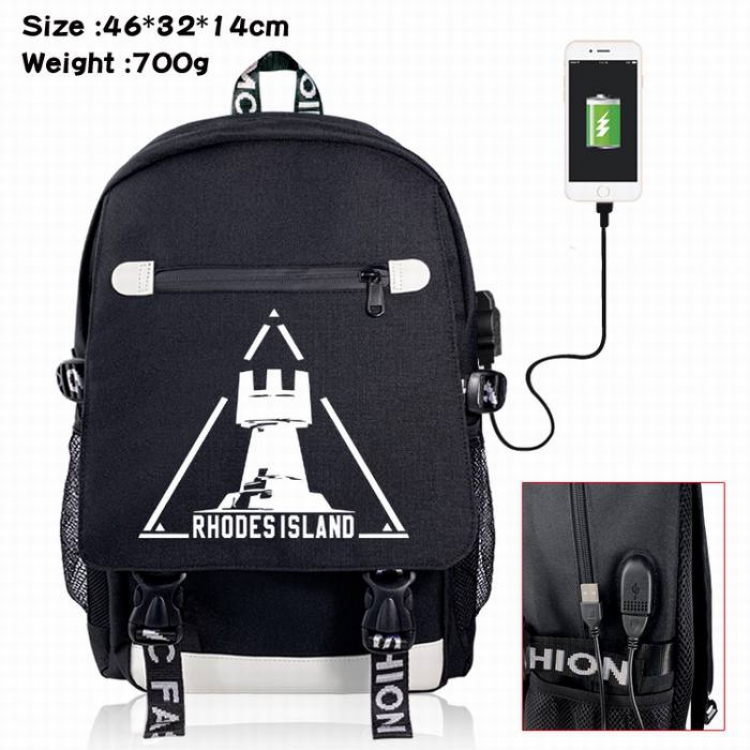 Arknights-1A Black Color data cable Backpack