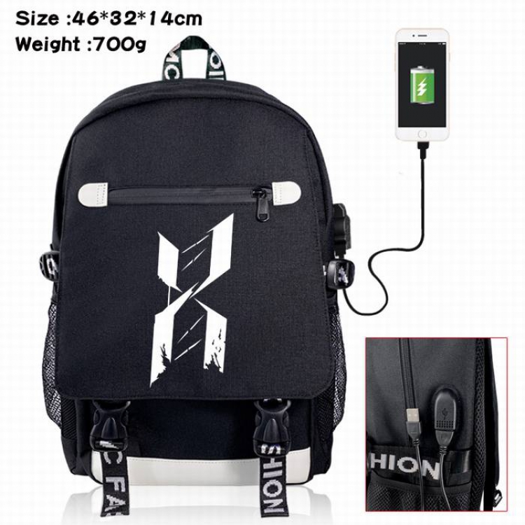 Arknights-5A Black Color data cable Backpack