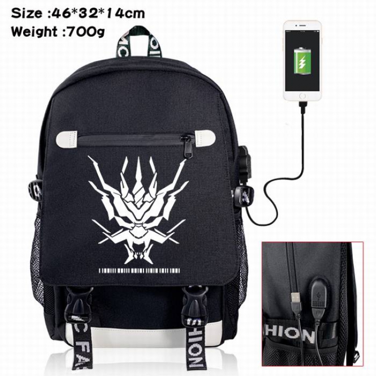 Arknights-7A Black Color data cable Backpack