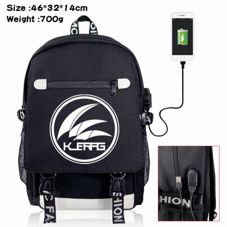 Arknights-9A Black Color data cable Backpack