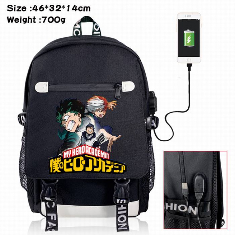 My Hero Academia-11A Black Color data cable Backpack