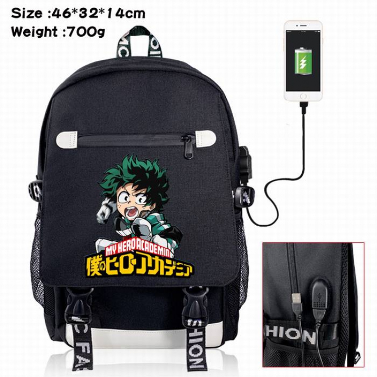 My Hero Academia-10A Black Color data cable Backpack