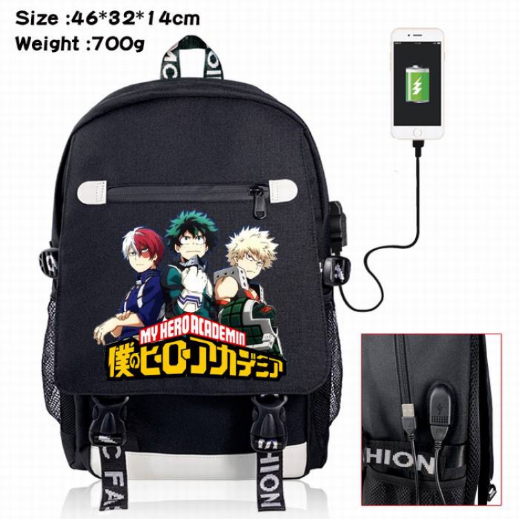My Hero Academia-12A Black Color data cable Backpack
