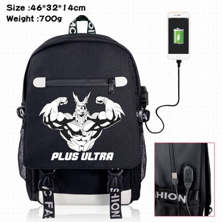 My Hero Academia-13A Black Color data cable Backpack