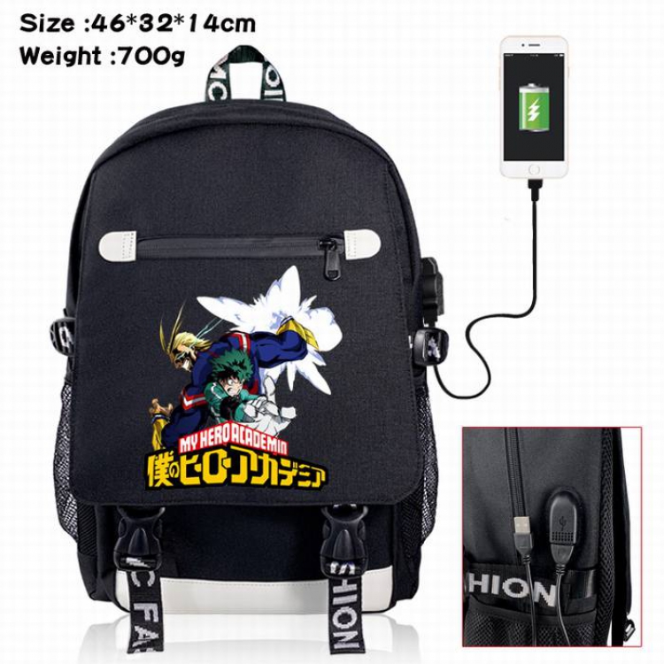 My Hero Academia-14A Black Color data cable Backpack