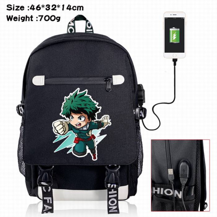 My Hero Academia-2A Black Color data cable Backpack