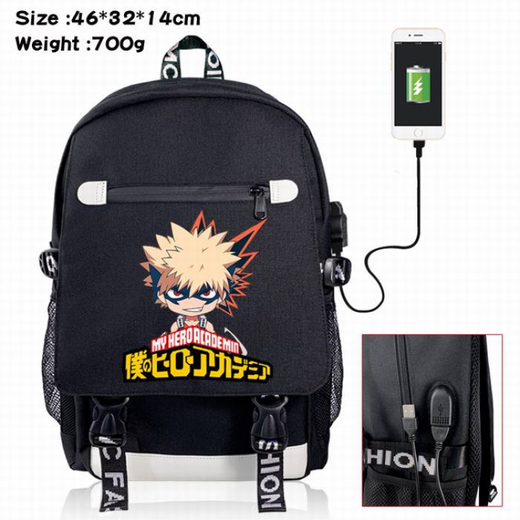 My Hero Academia-8A Black Color data cable Backpack