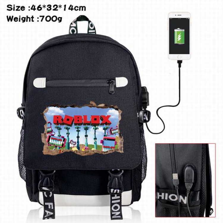 Roblox-17A Black Color data cable Backpack